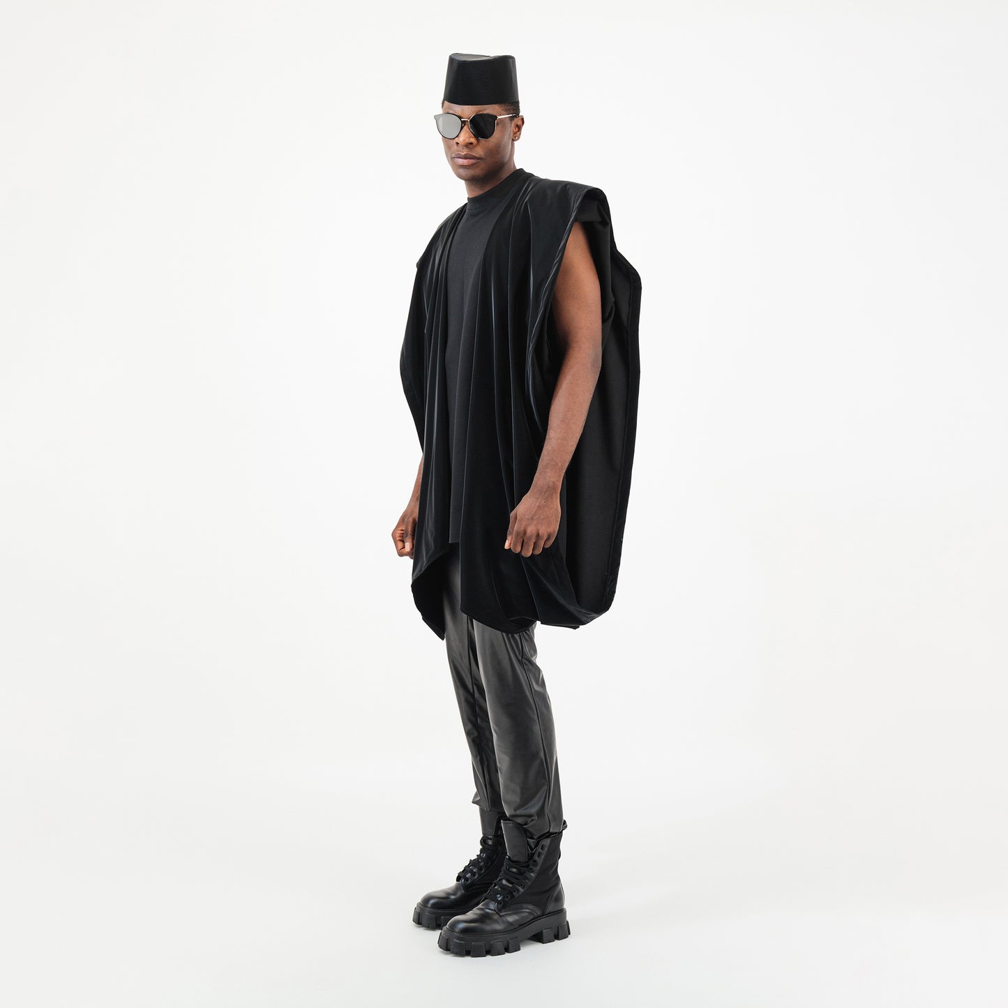 Chapeau Yoruba en crocodile noir