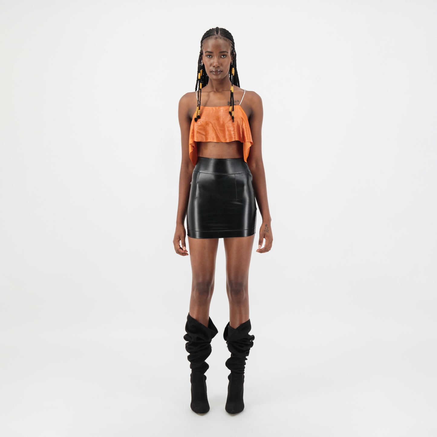 Orange Draped Crop Top