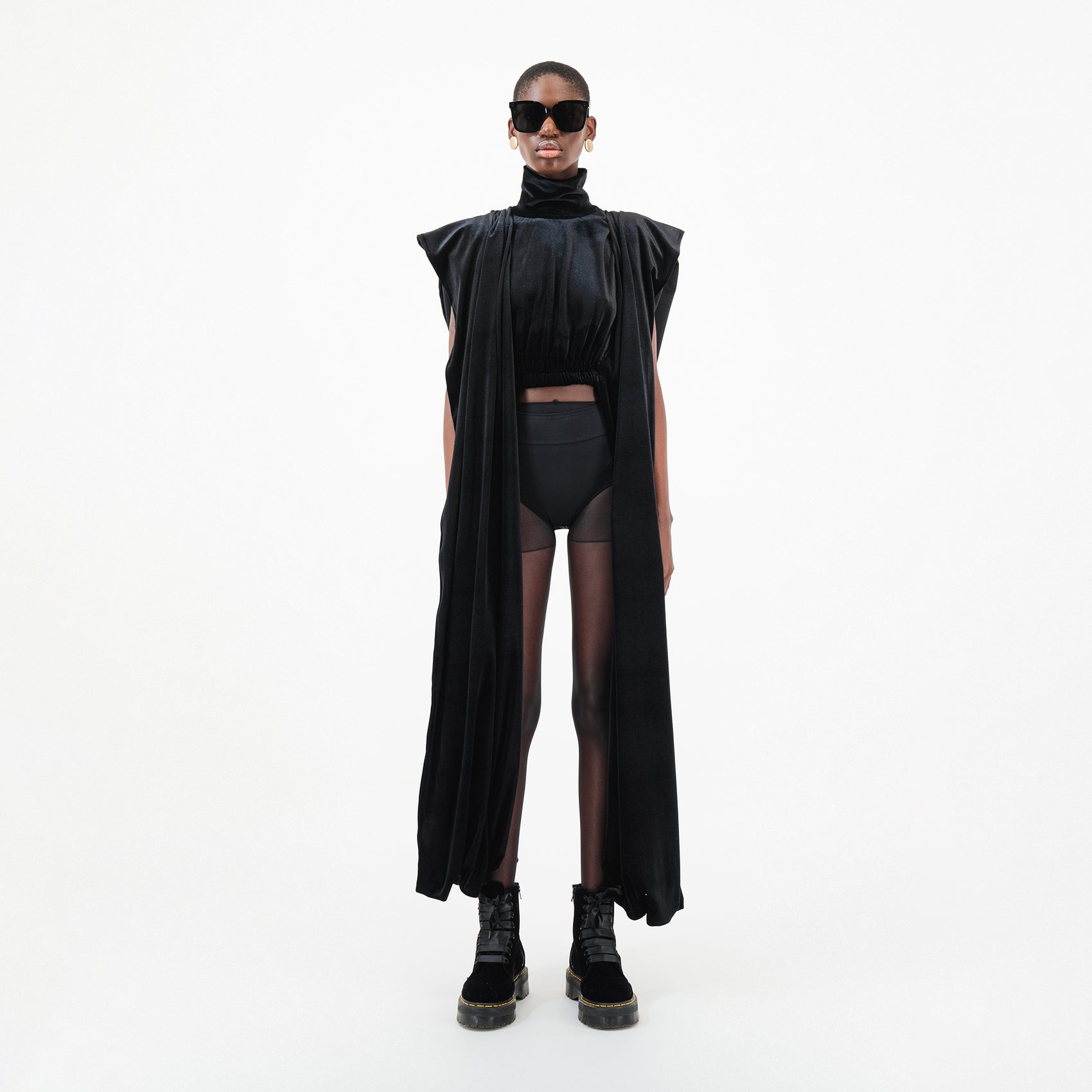 Velvet Agbada Sleeves Crop Top