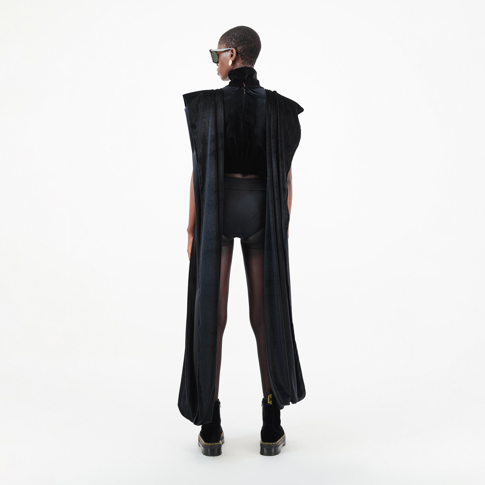Velvet Agbada Sleeves Crop Top