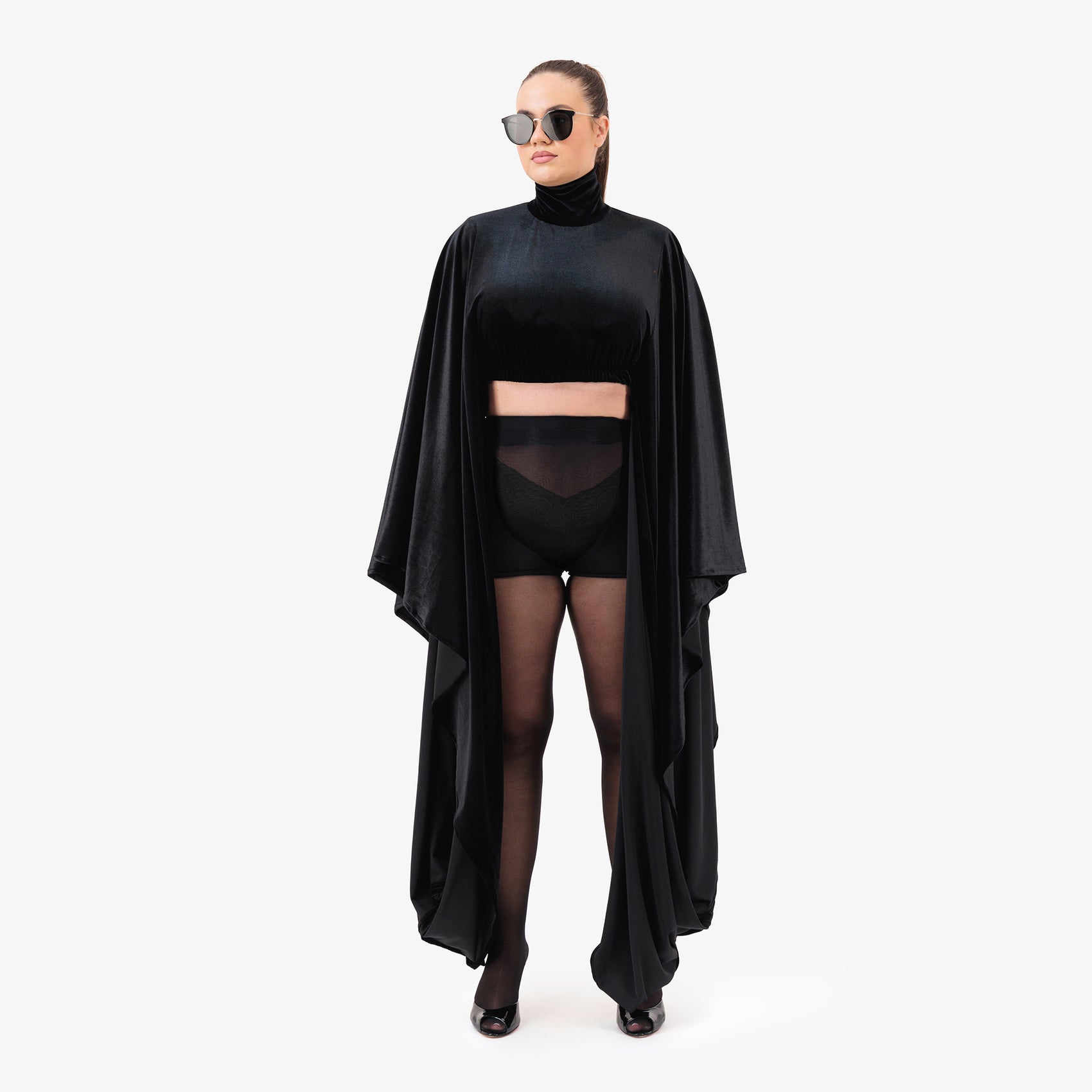 Velvet Agbada Sleeves Crop Top
