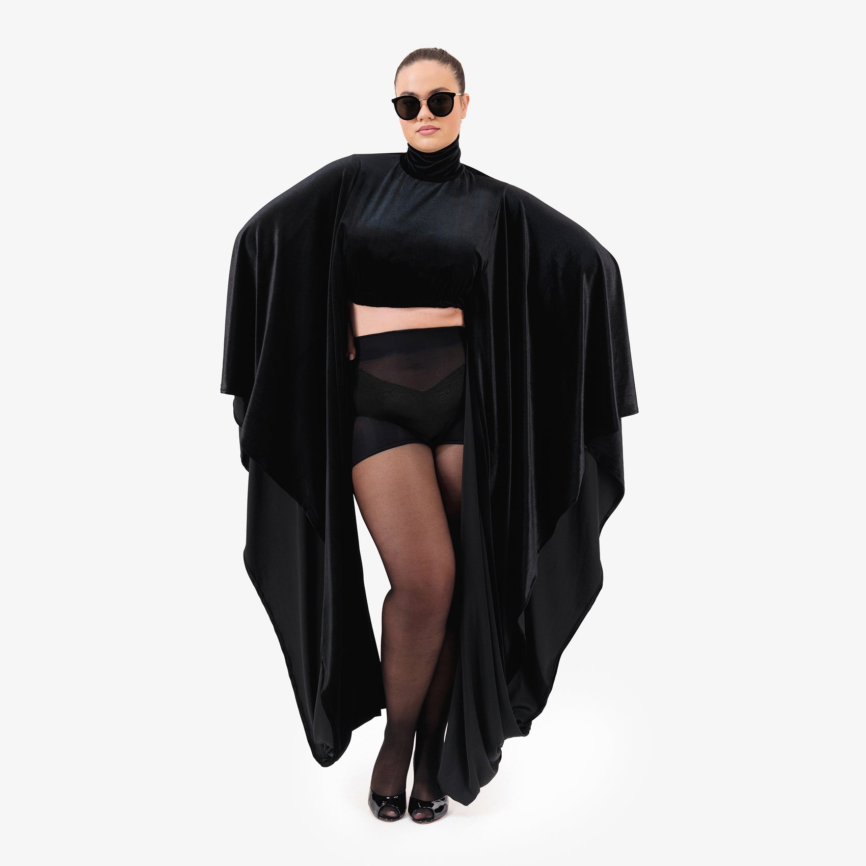 Velvet Agbada Sleeves Crop Top