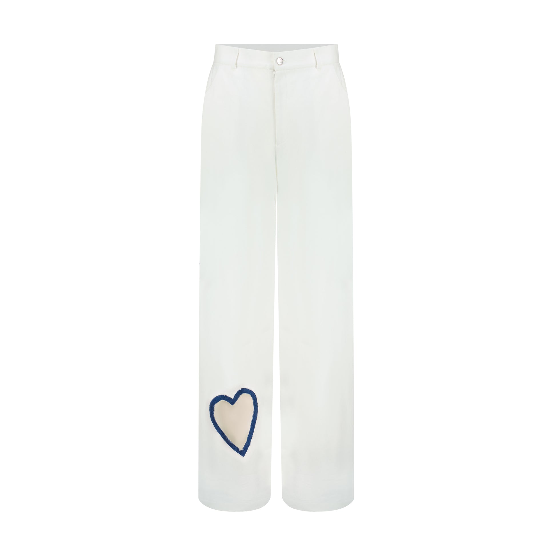 White Denim Heart Pants