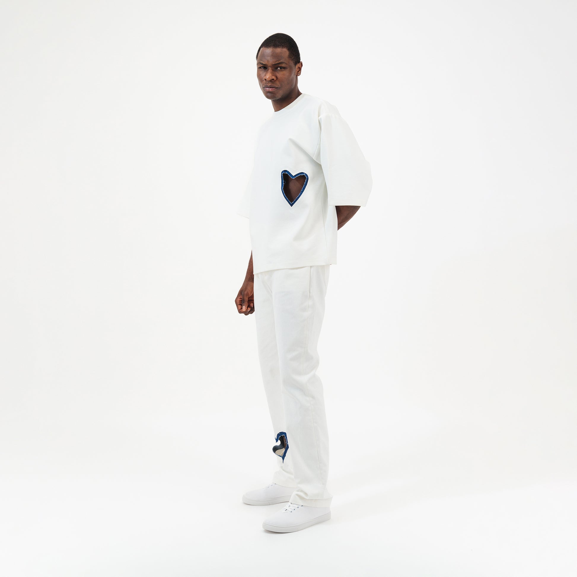 White Denim Heart Pants