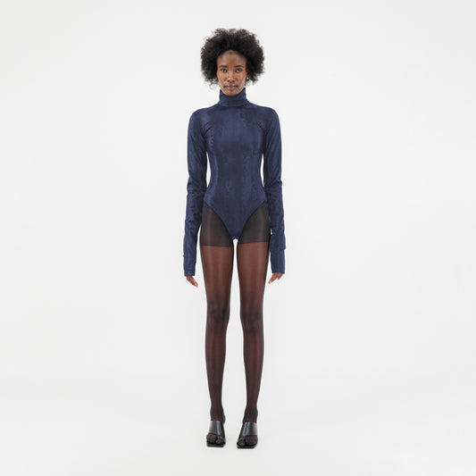 Blue Turtleneck Bodysuit