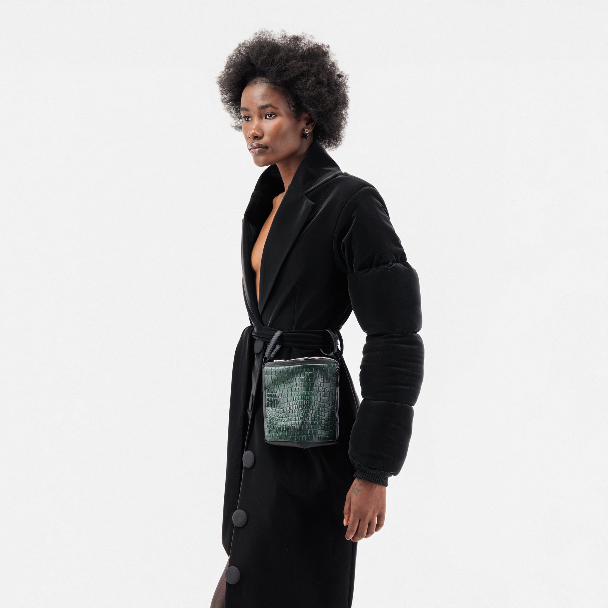 Belted Green Bag Trench Coat