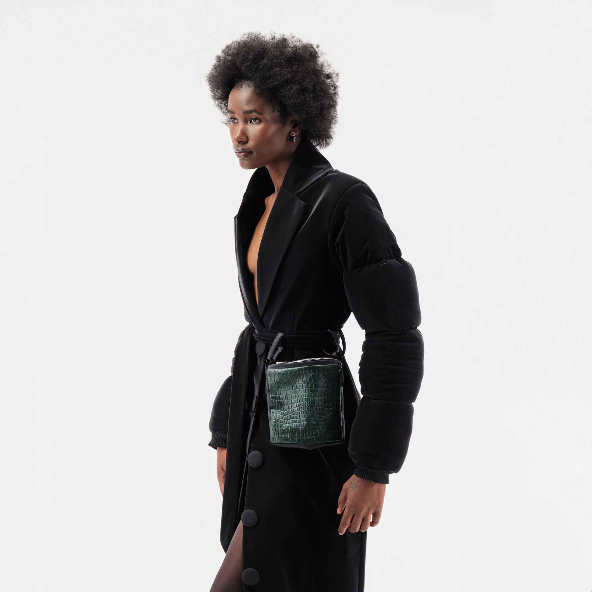 Belted Green Bag Trench Coat