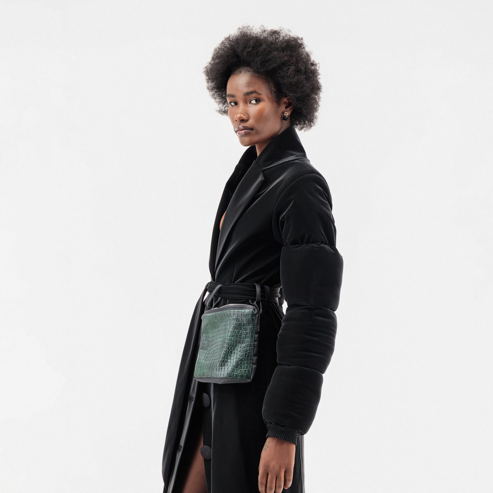 Belted Green Bag Trench Coat