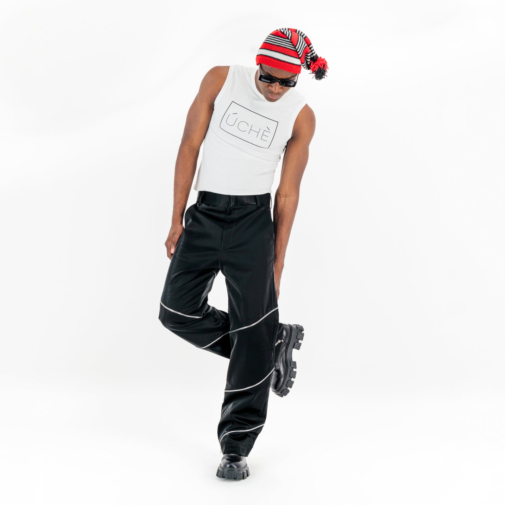 Buy Black Baggy Pants with Spiral Zippers | Online Clothing Store