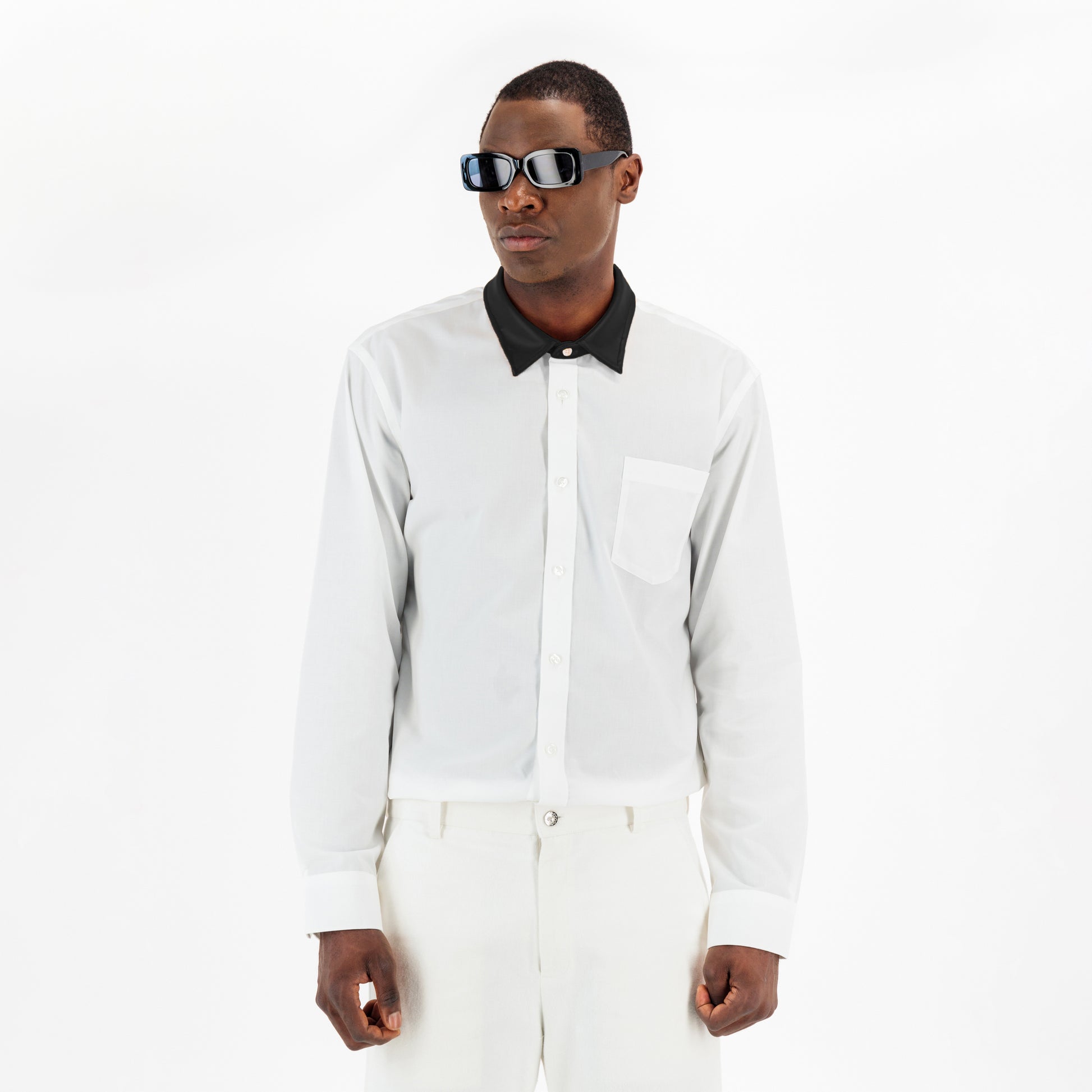 Black Collar White Shirt XXS / Orange