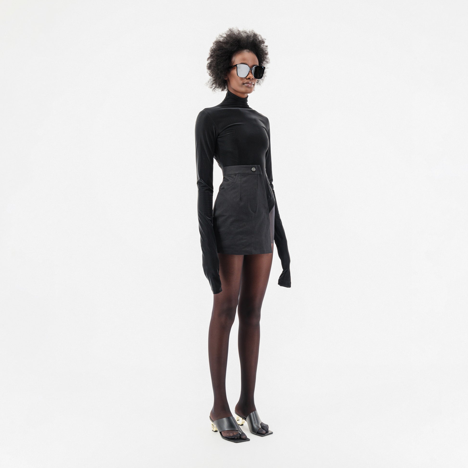 Half Skirt Crocodile Print Bodysuit