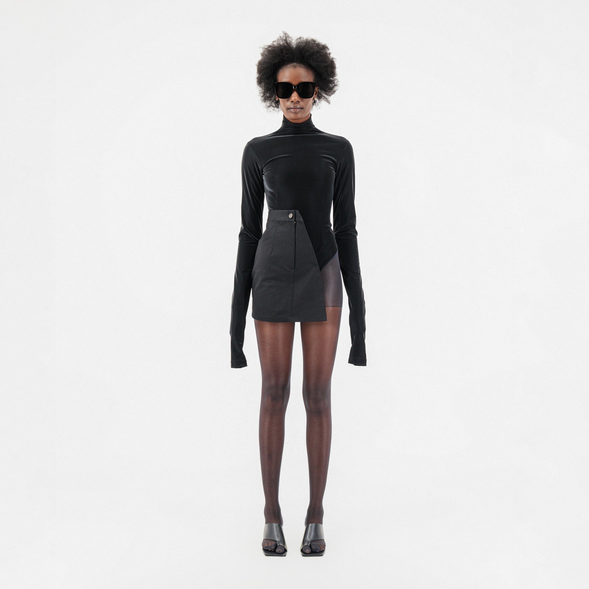 Half Skirt Crocodile Print Bodysuit