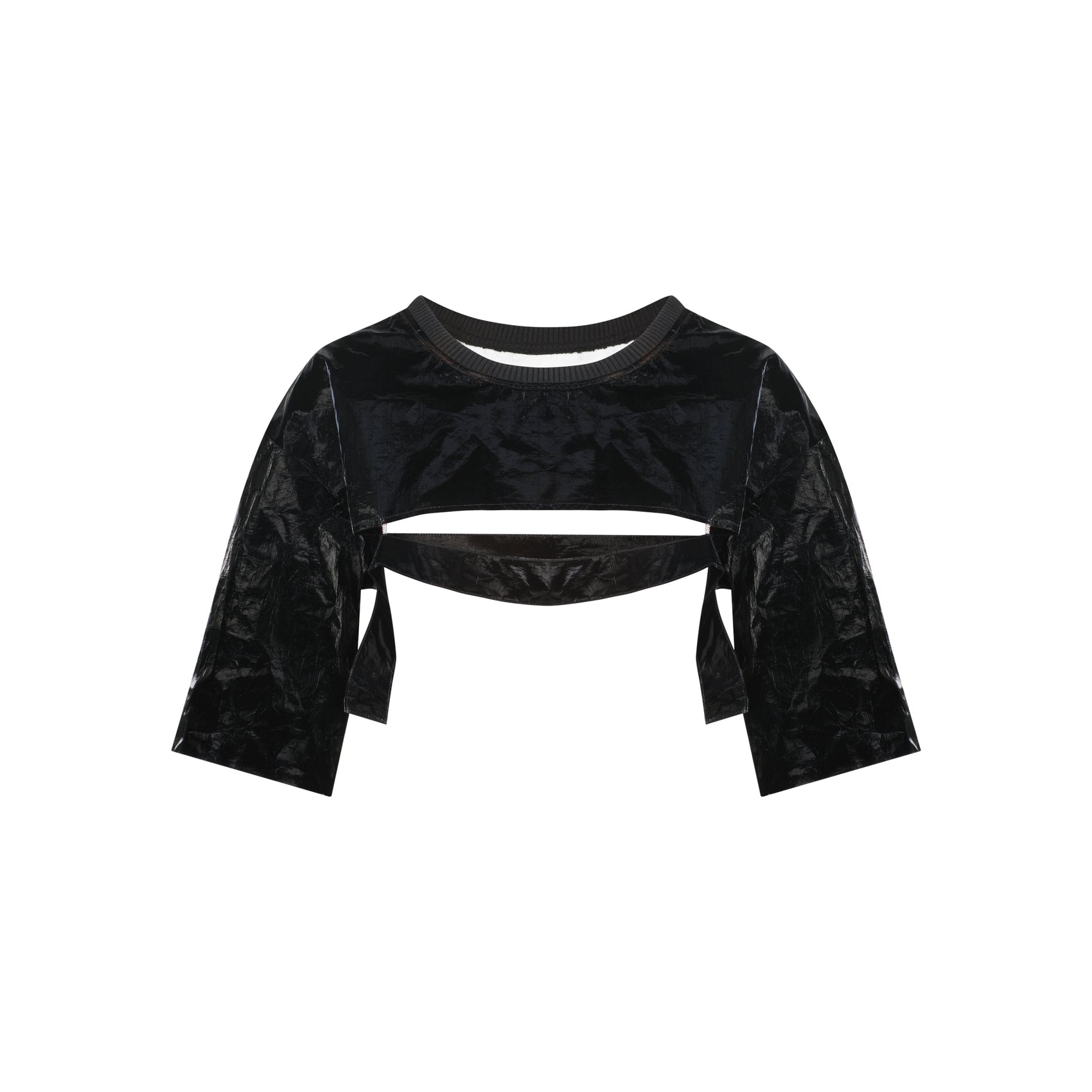 Black Cut-Out Paper Crop Top