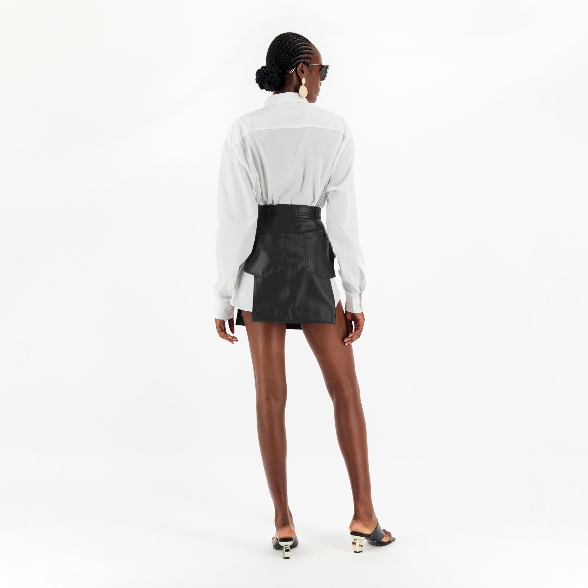 Black Faux Leather Cut Out Skirt