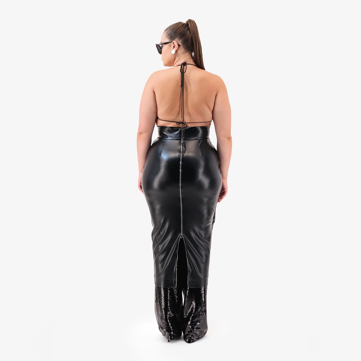 Sequin Layered Pencil Skirt Pants