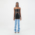 Black Leather Cropped Tube Top