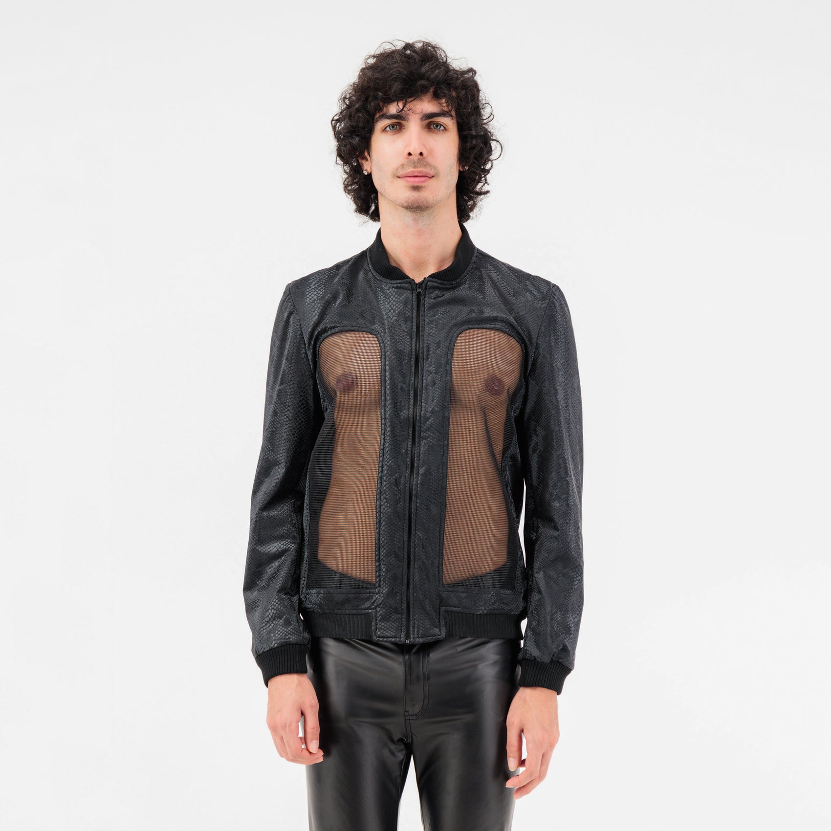 Snake Skin Print Bomber Jacket