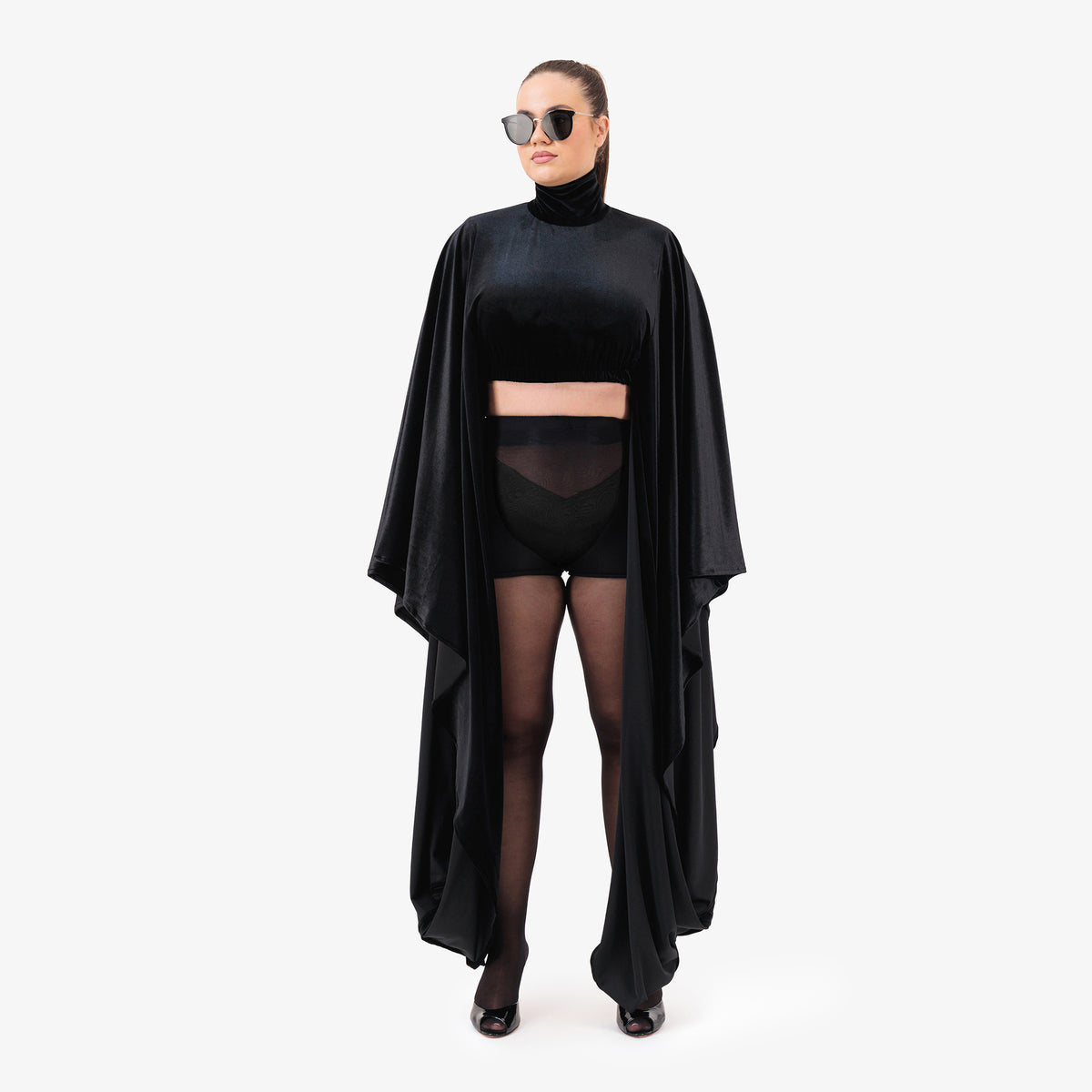 Velvet Agbada Sleeves Crop Top