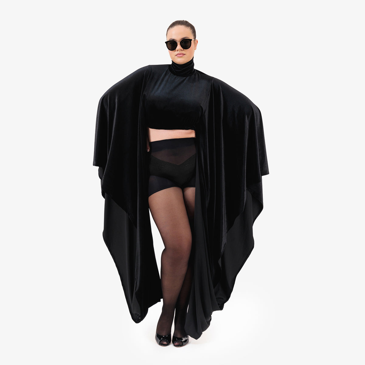 Velvet Agbada Sleeves Crop Top