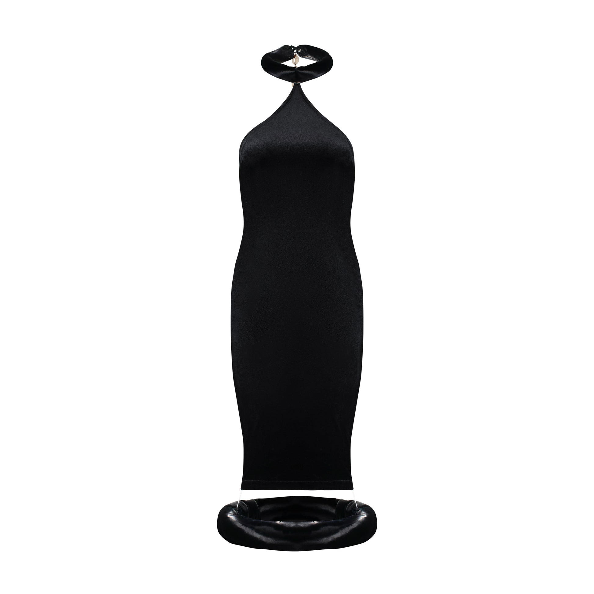 Black Velvet Cowrie Detailed Dress, M