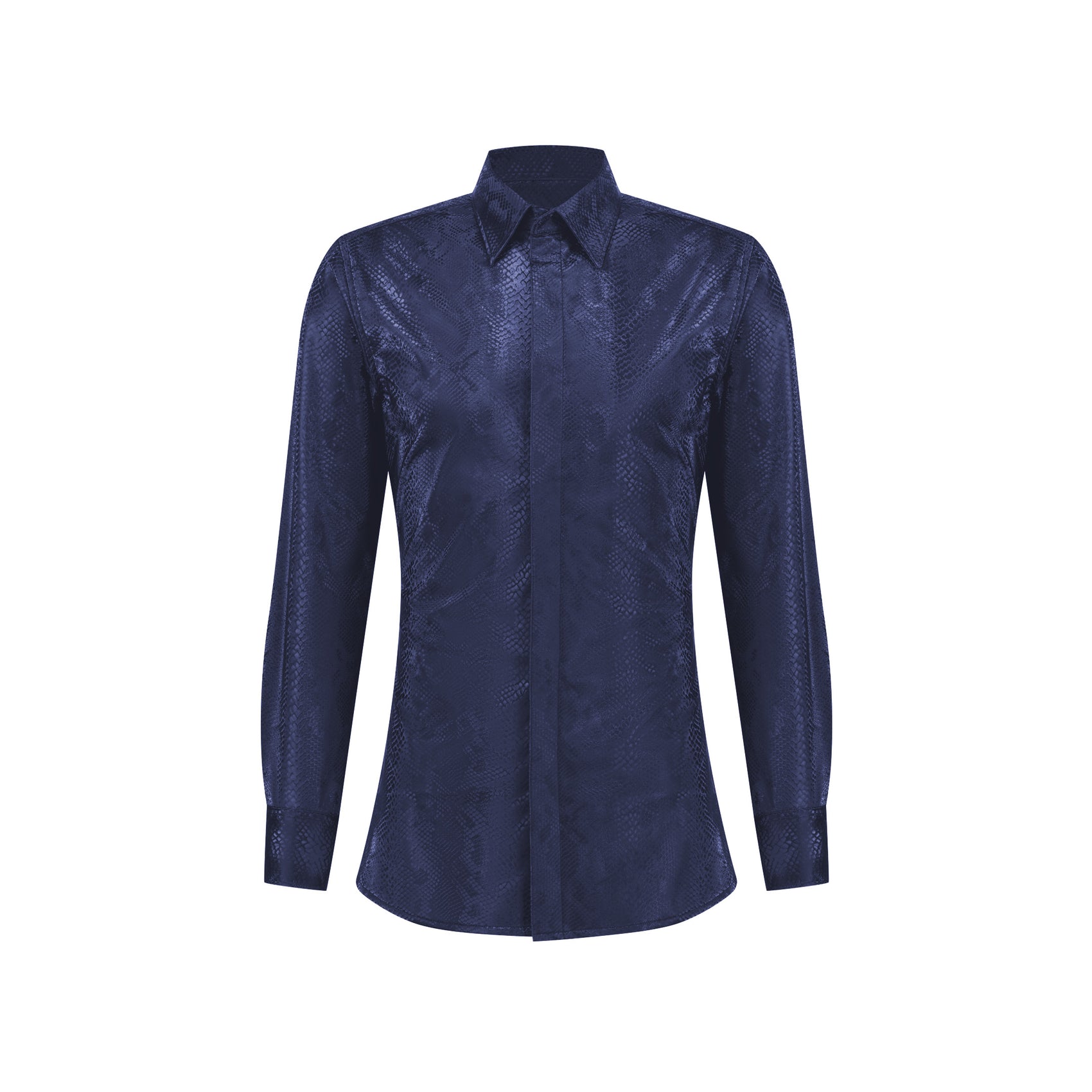 Snake Print Collared Shirt in Blue