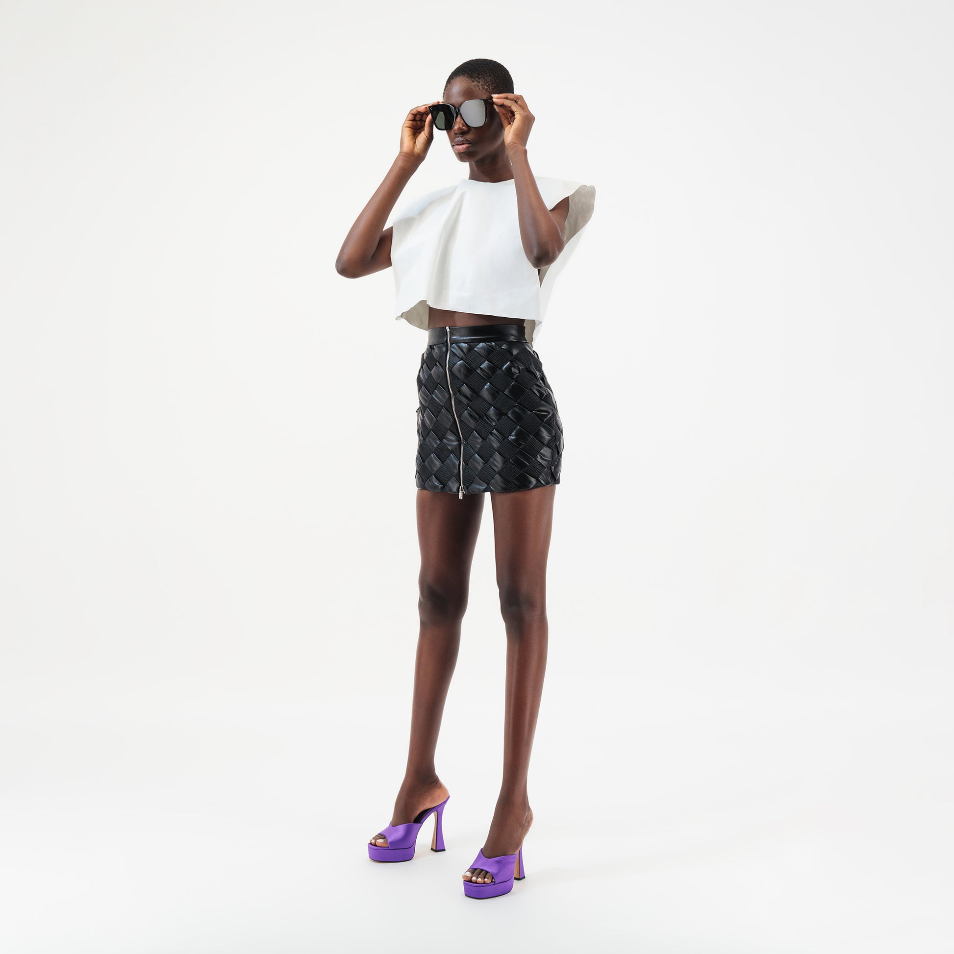 Braided Faux Leather Skirt