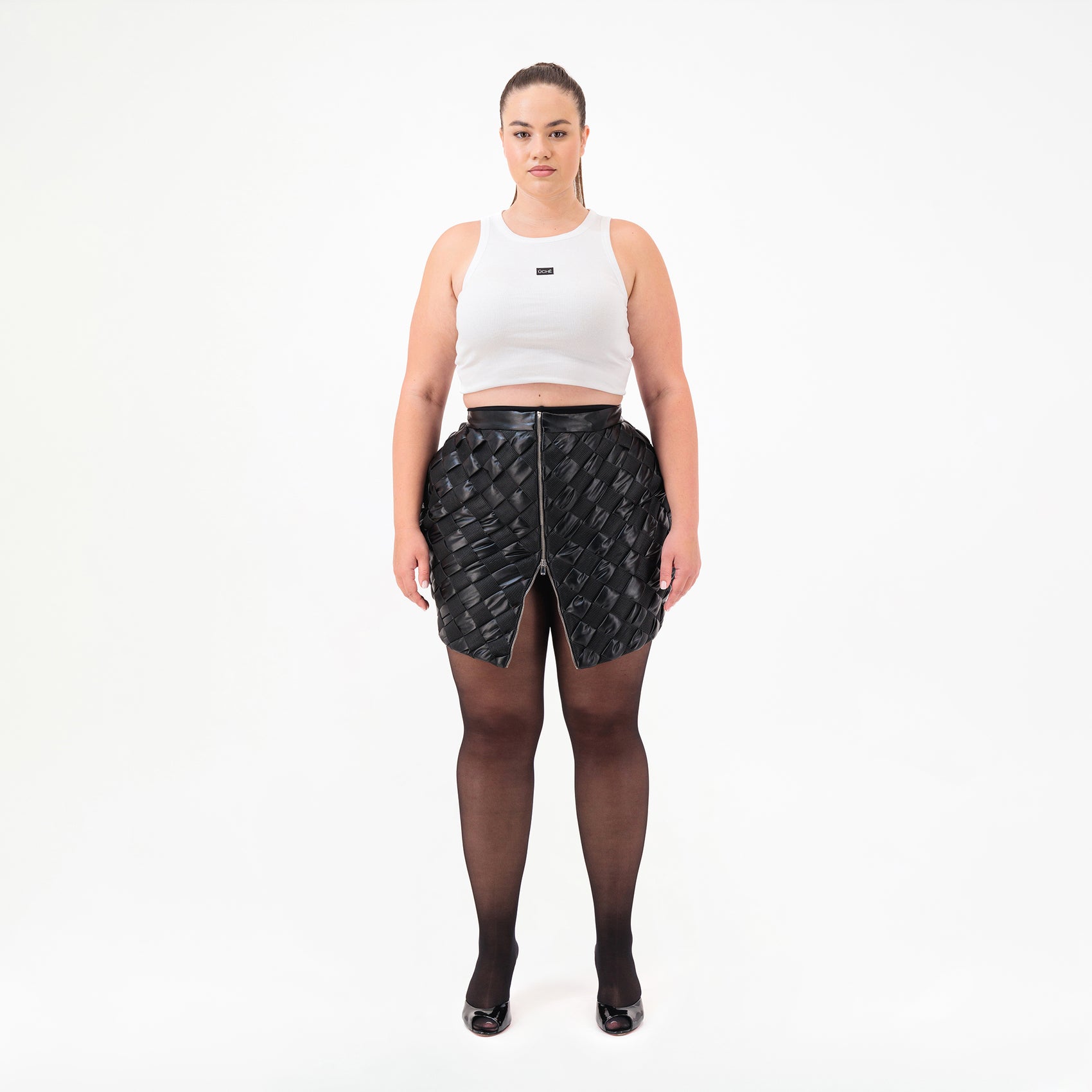 Braided Faux Leather Skirt