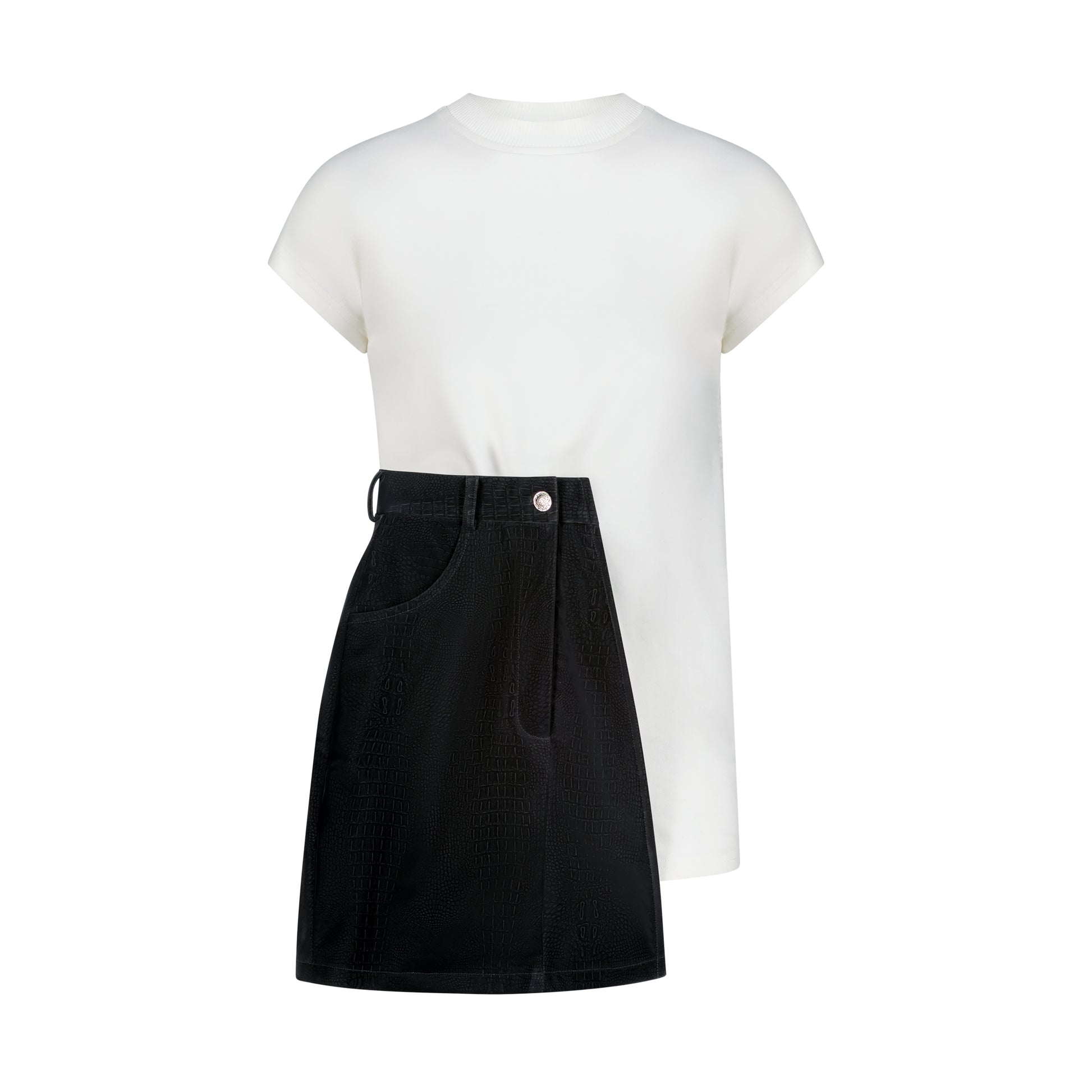 Crocodile Print Half Skirt T-Shirt