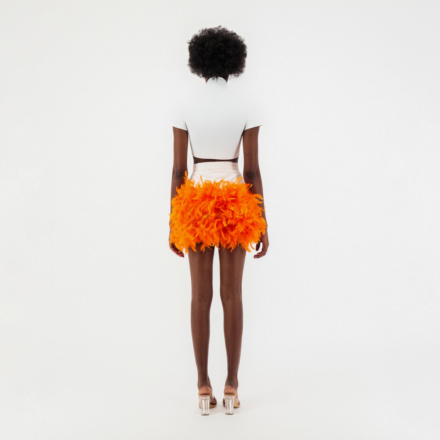 Denim Mini Feather Skirt