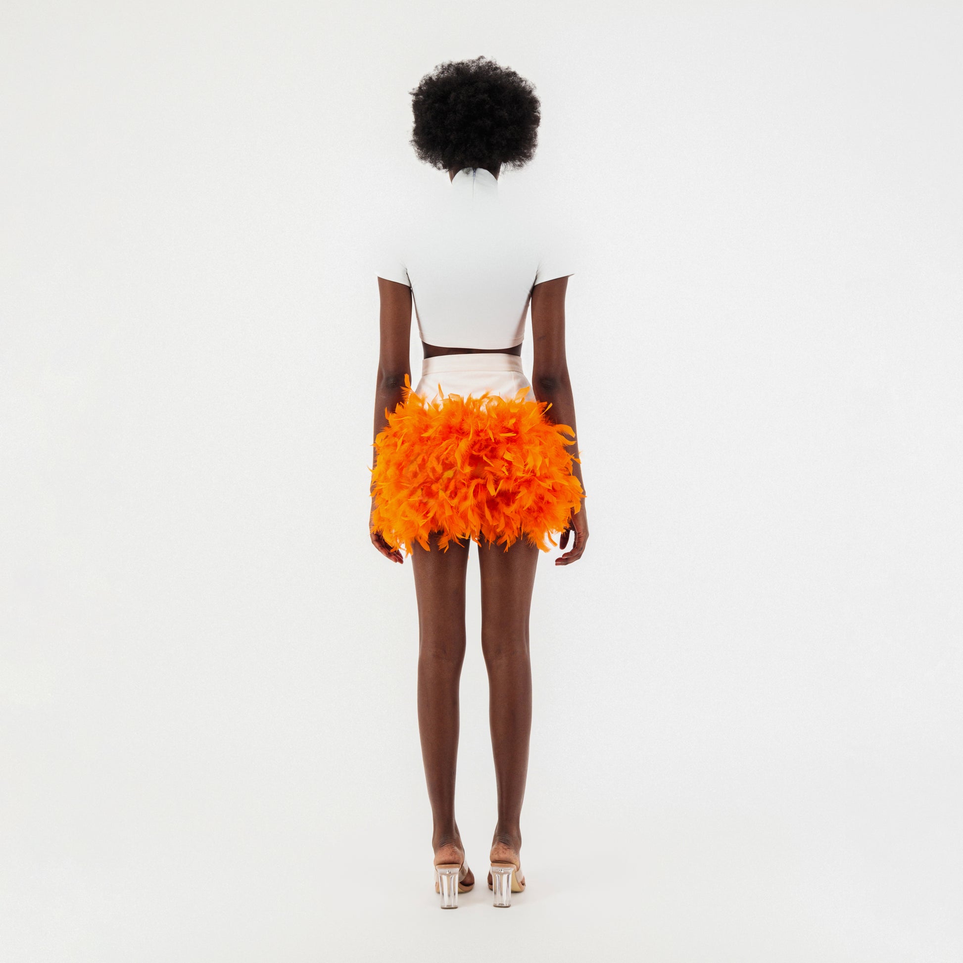 Denim Mini Feather Skirt