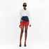 Denim Red Lace Mini Skirt