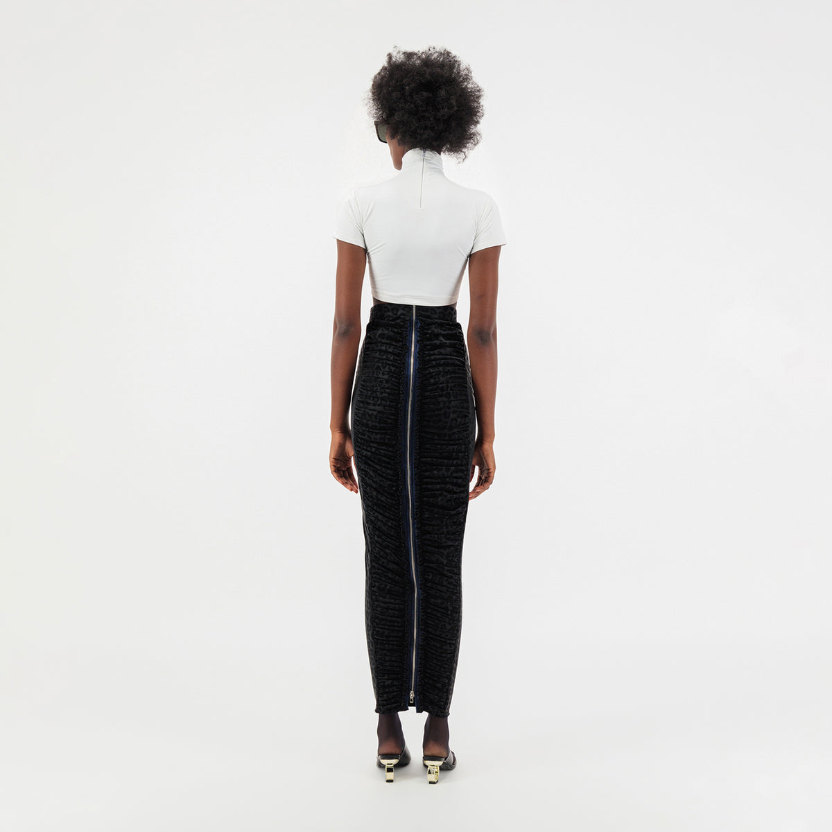 Leopard Print Scrunched Pencil Skirt