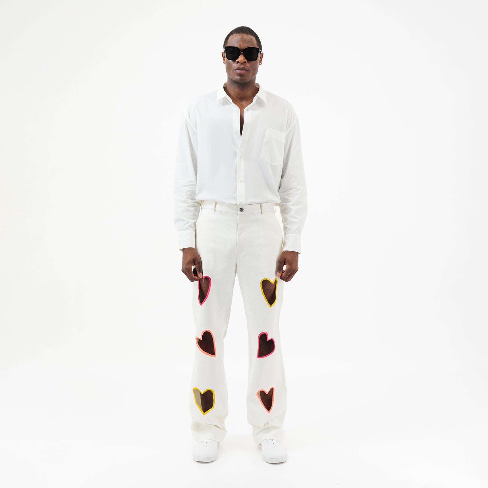 Multicolor Hearts Denim Pants