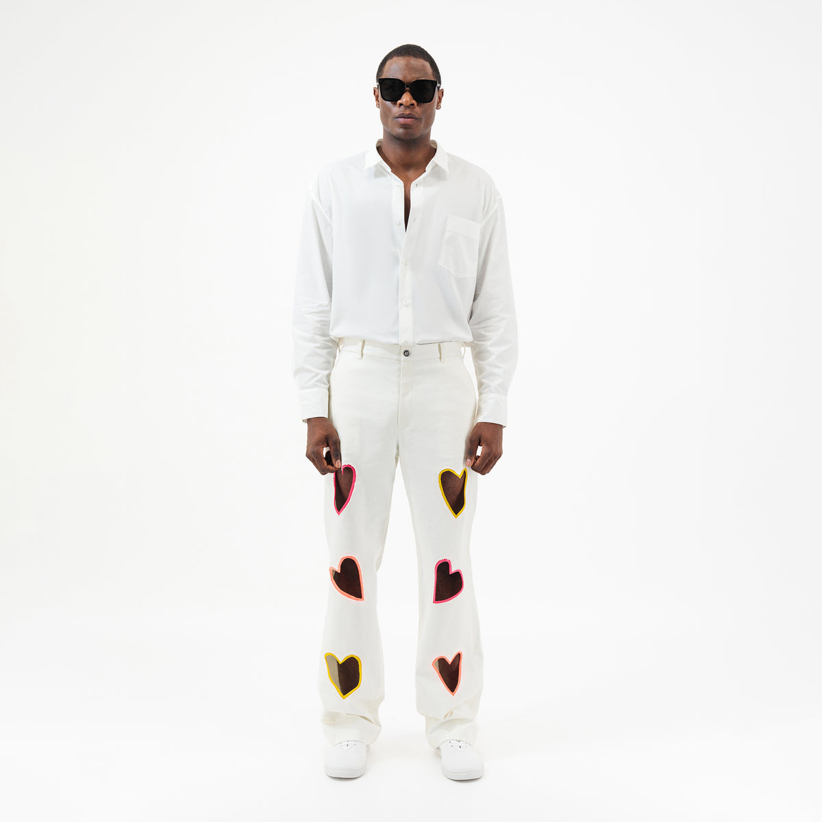 Multicolor Hearts Denim Pants
