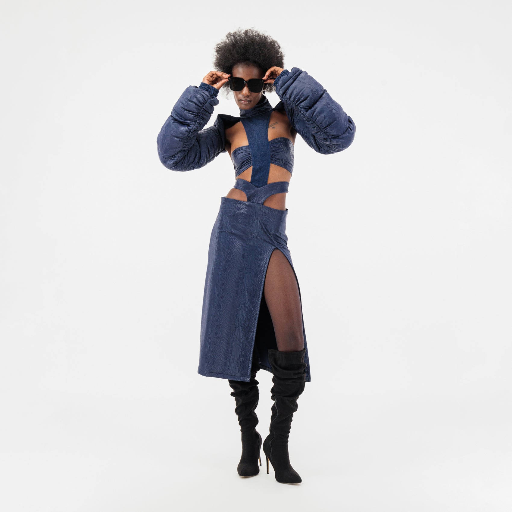 Snake Skin Print Puffer Dress