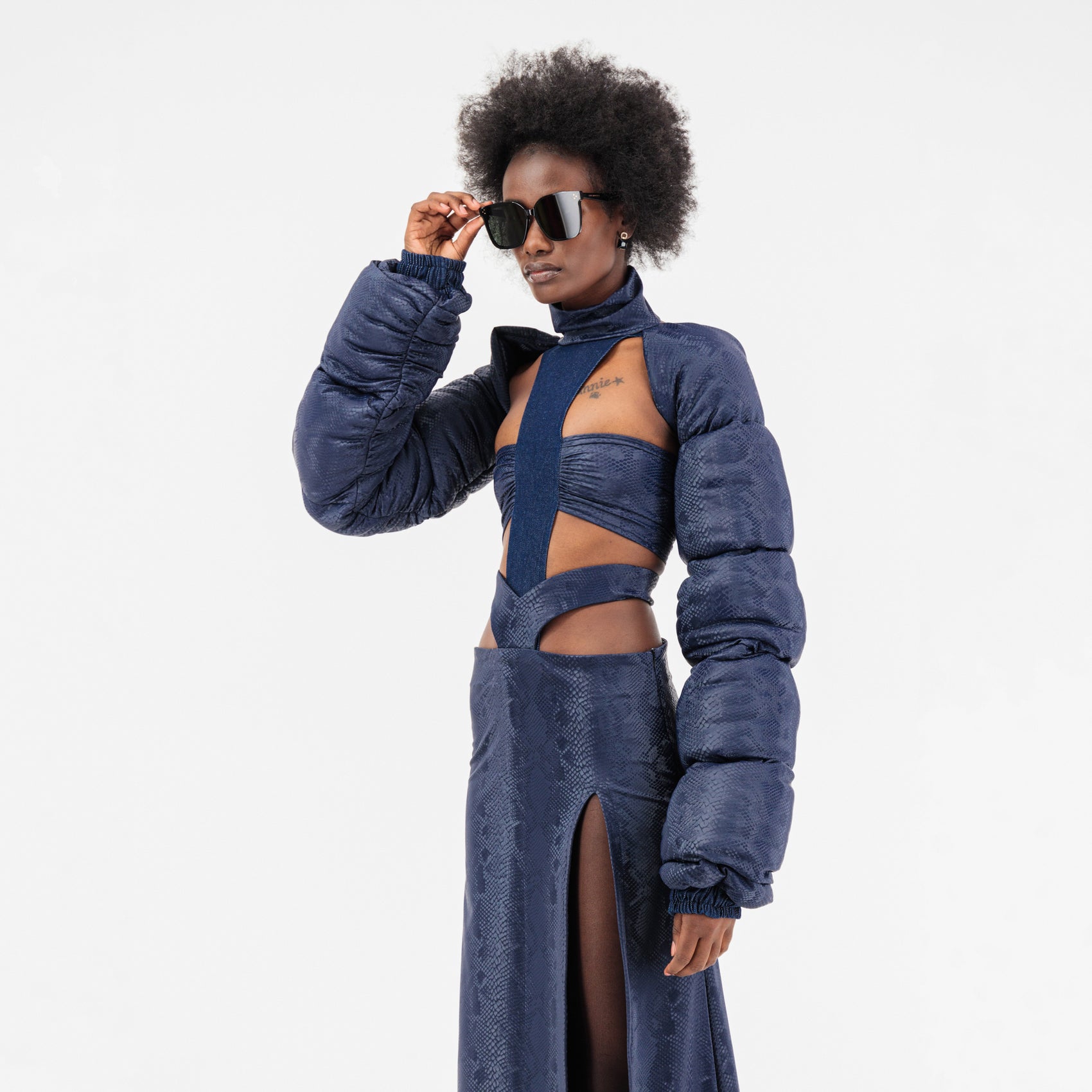 Snake Skin Print Puffer Dress