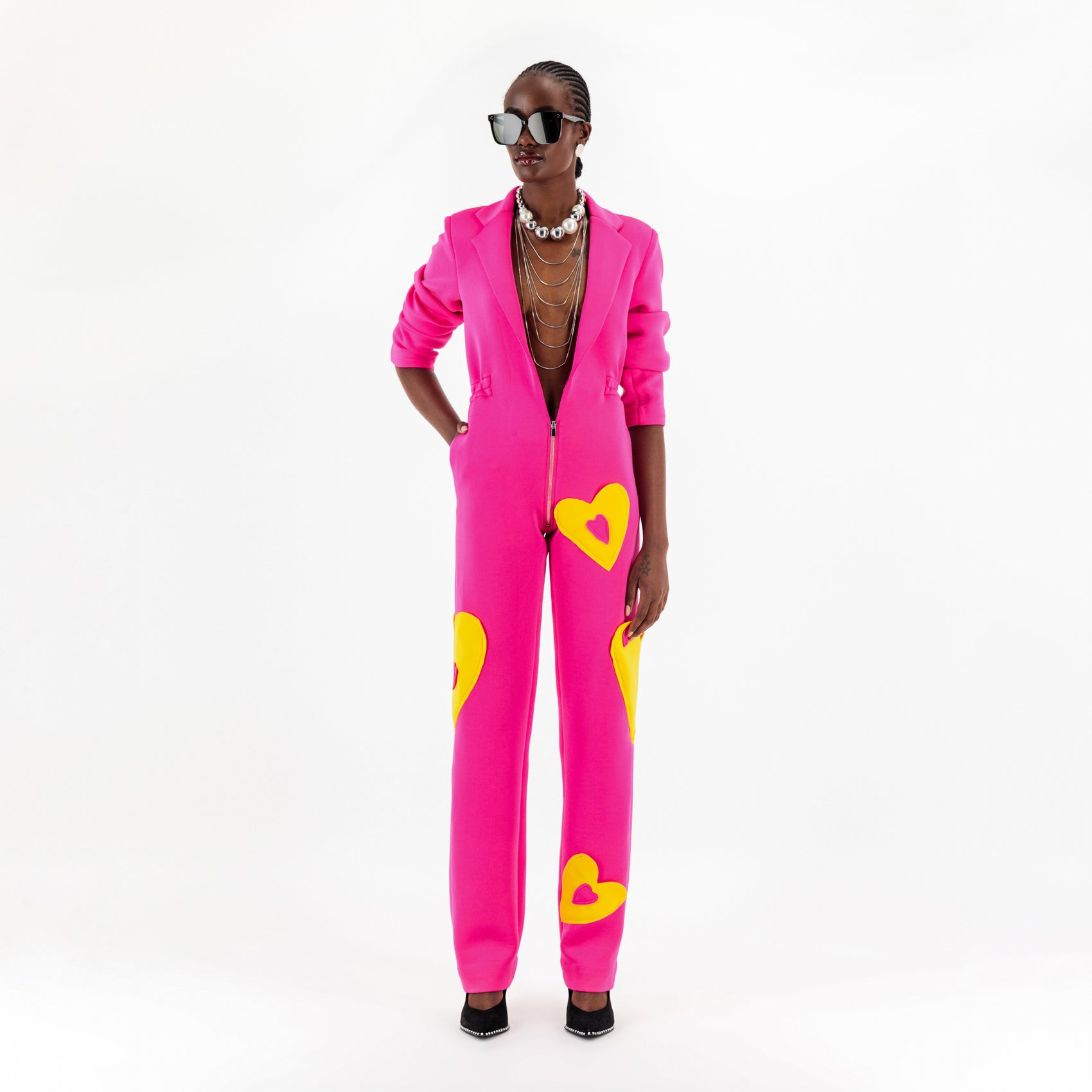 Pink Heart Detail Jumpsuit