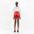 Red Faux Leather Lace Mini Skirt