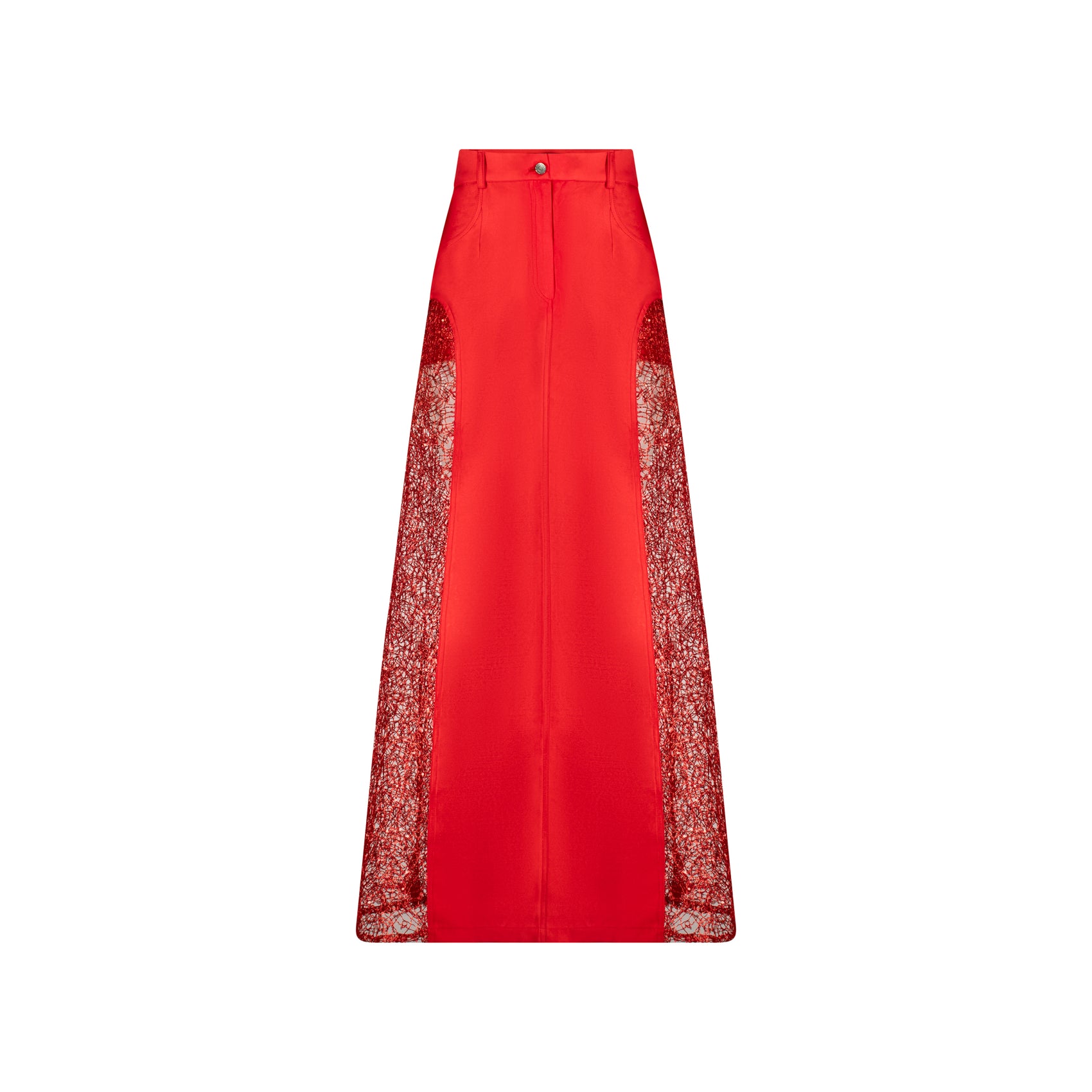 Red Lace Maxi Skirt