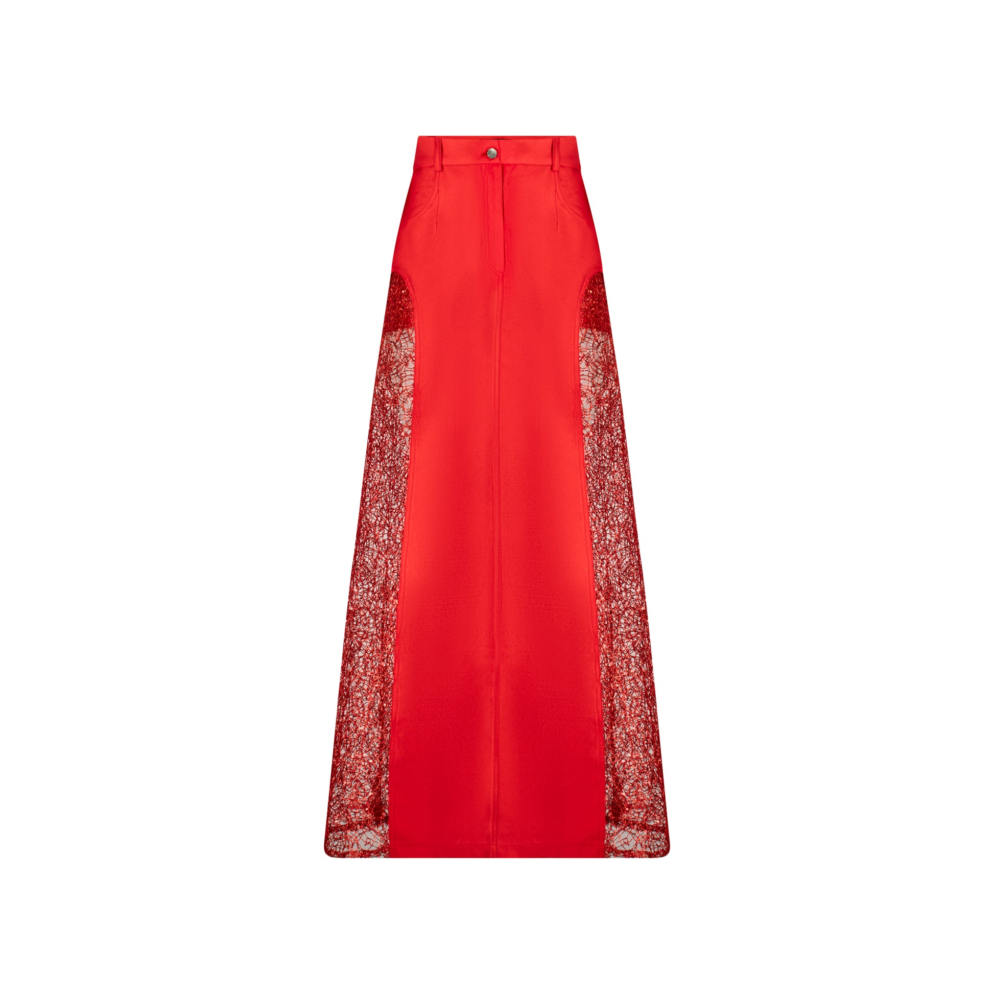 Red Lace Maxi Skirt