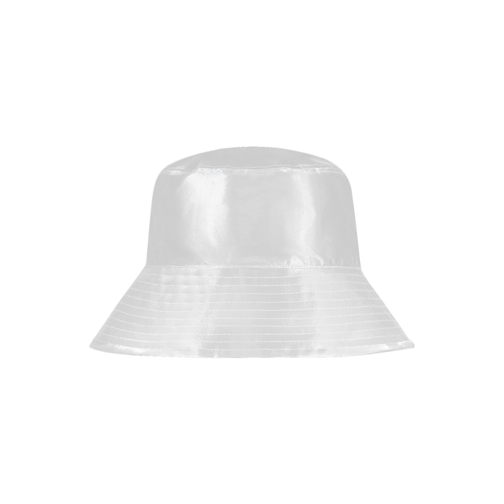 Reversible metallic bucket hat in metallic white with wide stitched brim and classic fit.