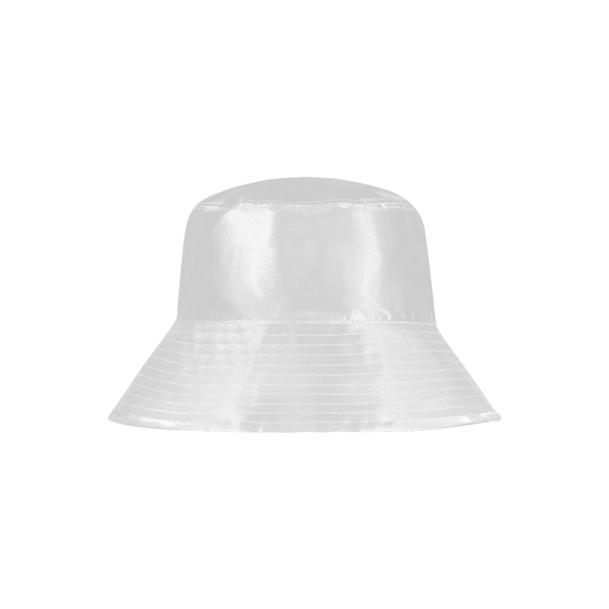 Reversible metallic bucket hat in metallic white with wide stitched brim and classic fit.