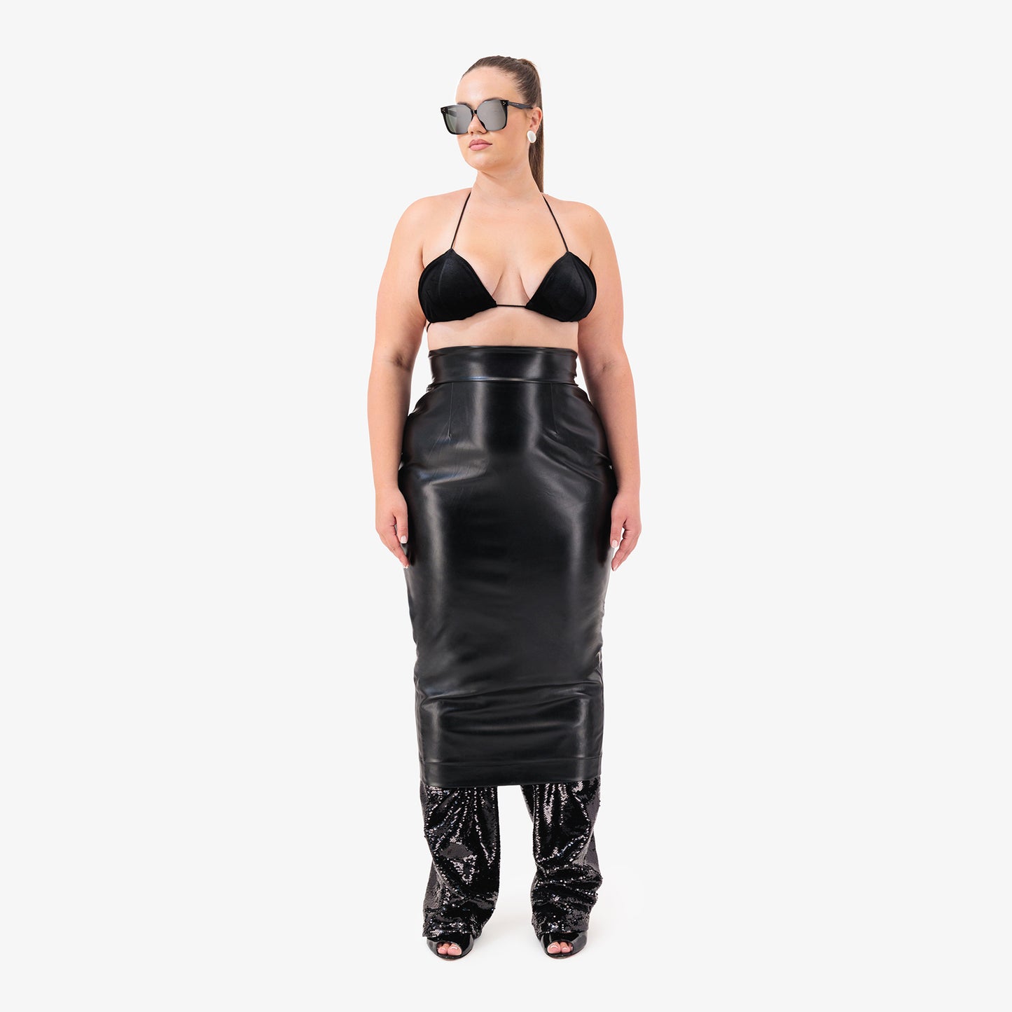 Sequin Layered Pencil Skirt Pants