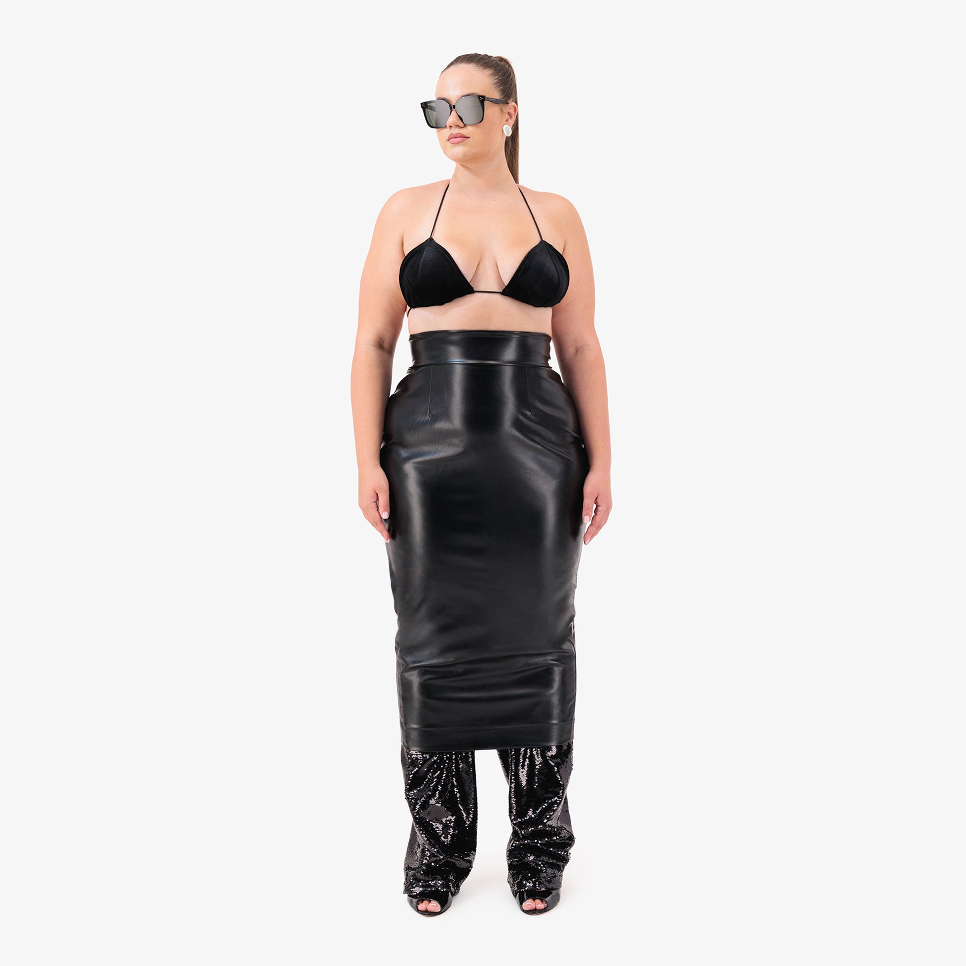 Sequin Layered Pencil Skirt Pants