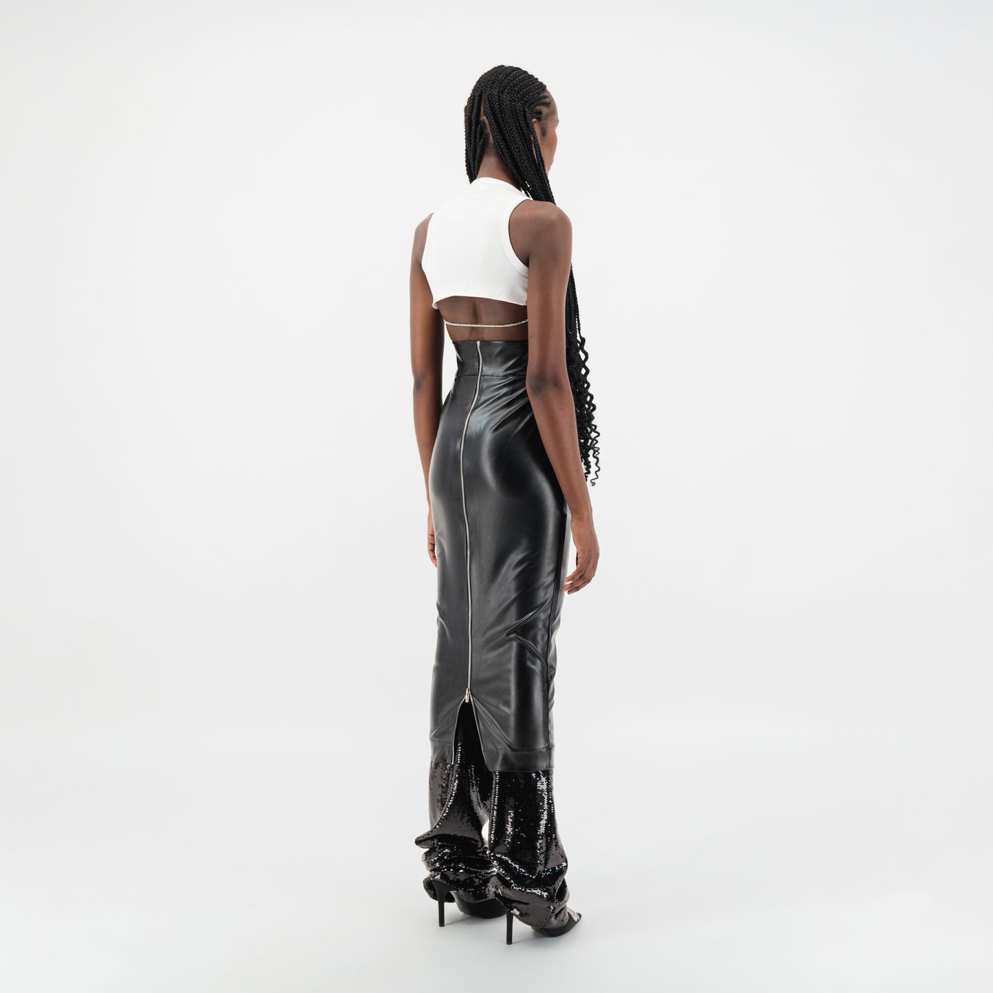 Sequin Layered Pencil Skirt Pants