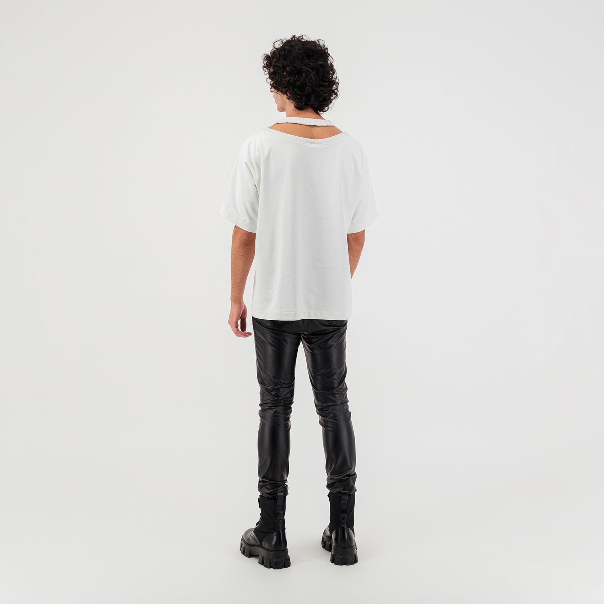 Snake Print Double Collar T - Shirt