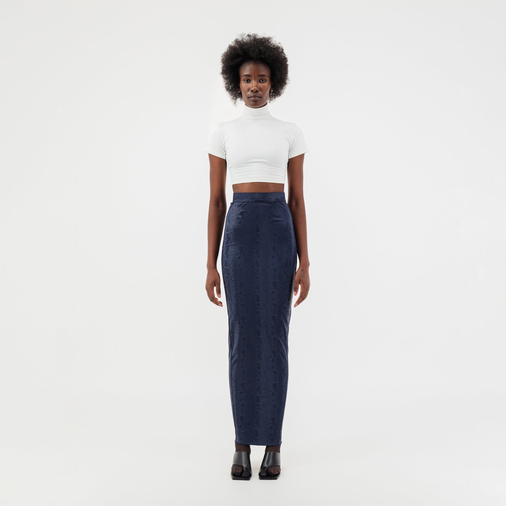 Snake Print Scrunched Pencil Skirt