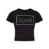 ÚCHÈ Logo Cotton Cropped T-shirt in Black