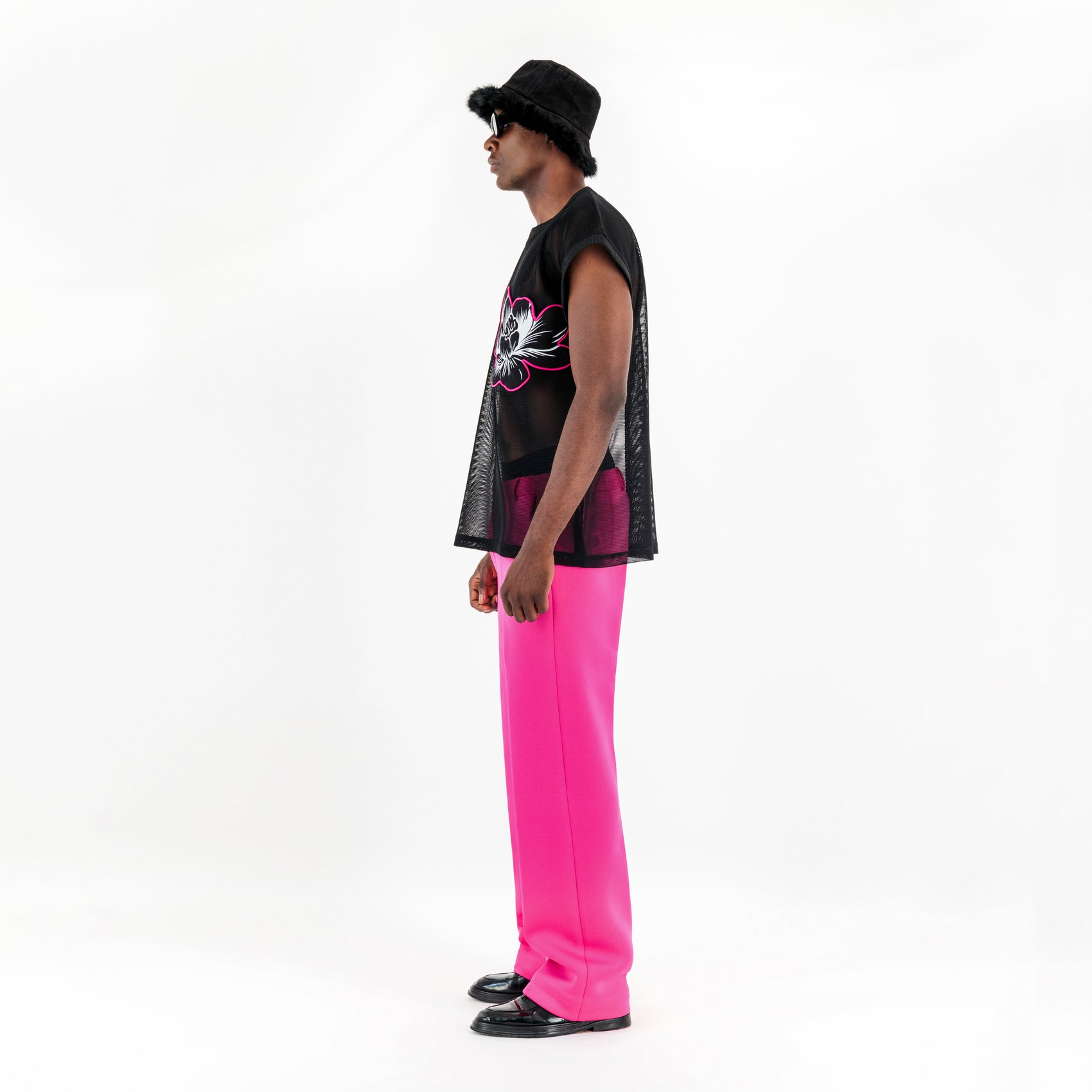 ÚCHÈ Oversized Floral Sleeveless Shirt with 3D Pocket Detail