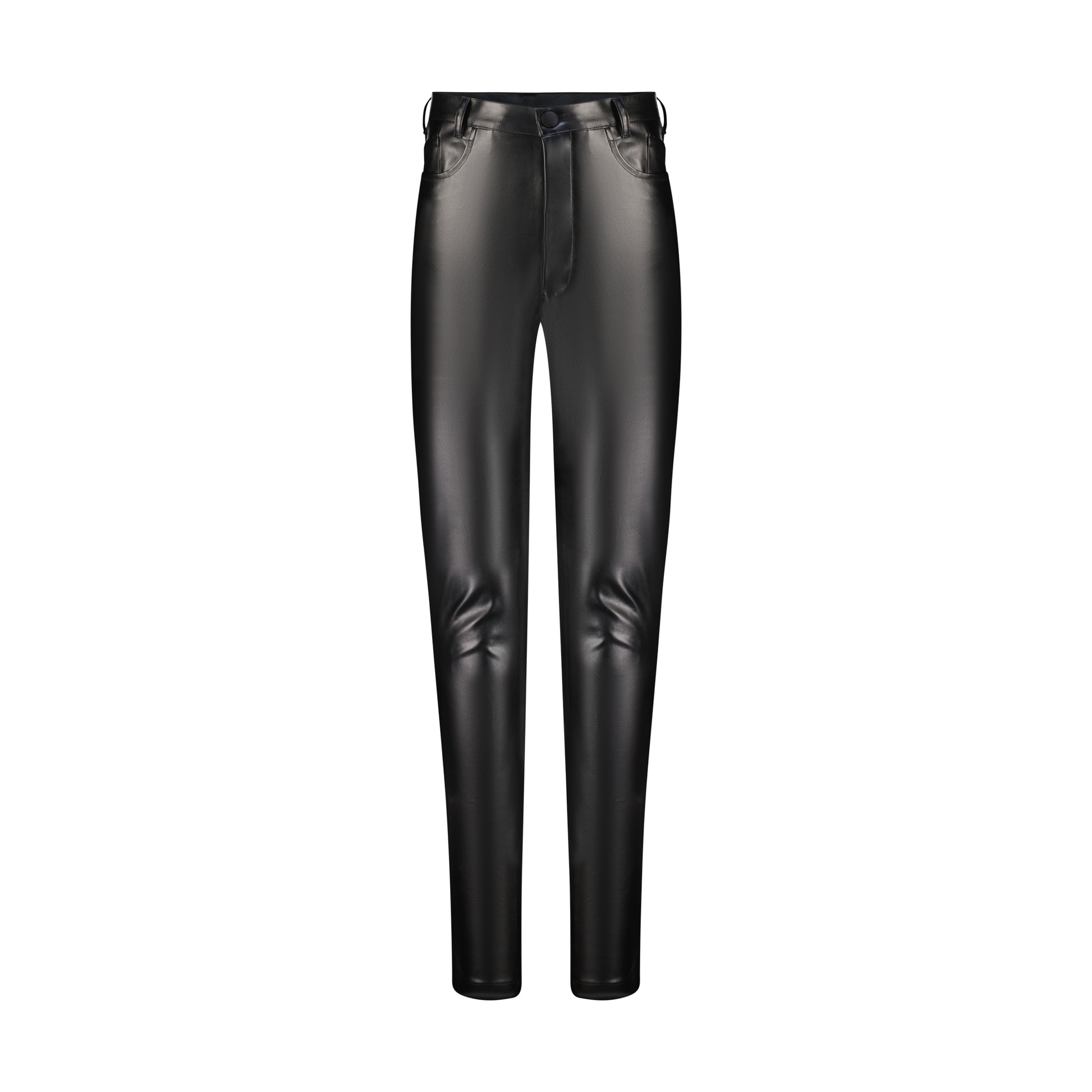 ÚCHÈ Tailored Faux Leather Leggings with Metallic Details